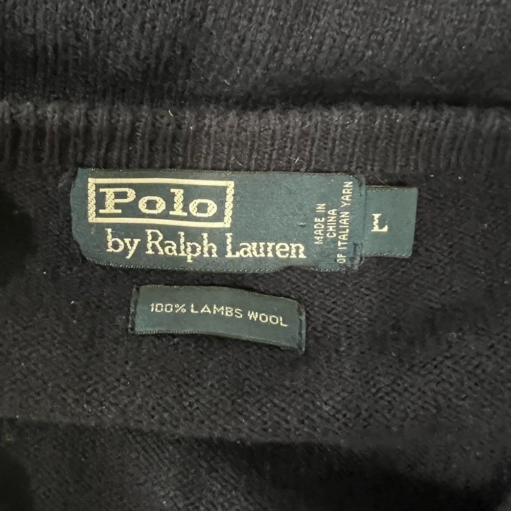 Polo by Ralph Lauren Blue V-Neck Lambs Wool Sweater